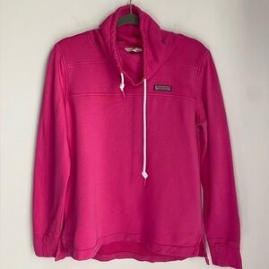 Vineyard Vines Bright Pink Scuba High Neck Sweatshirt Pullover with Thumb Holes
